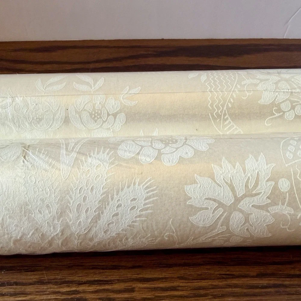 Vintage Thomas Strahan Wallpaper Cream Damask Pattern 999-1140 Run A - Lot of 2